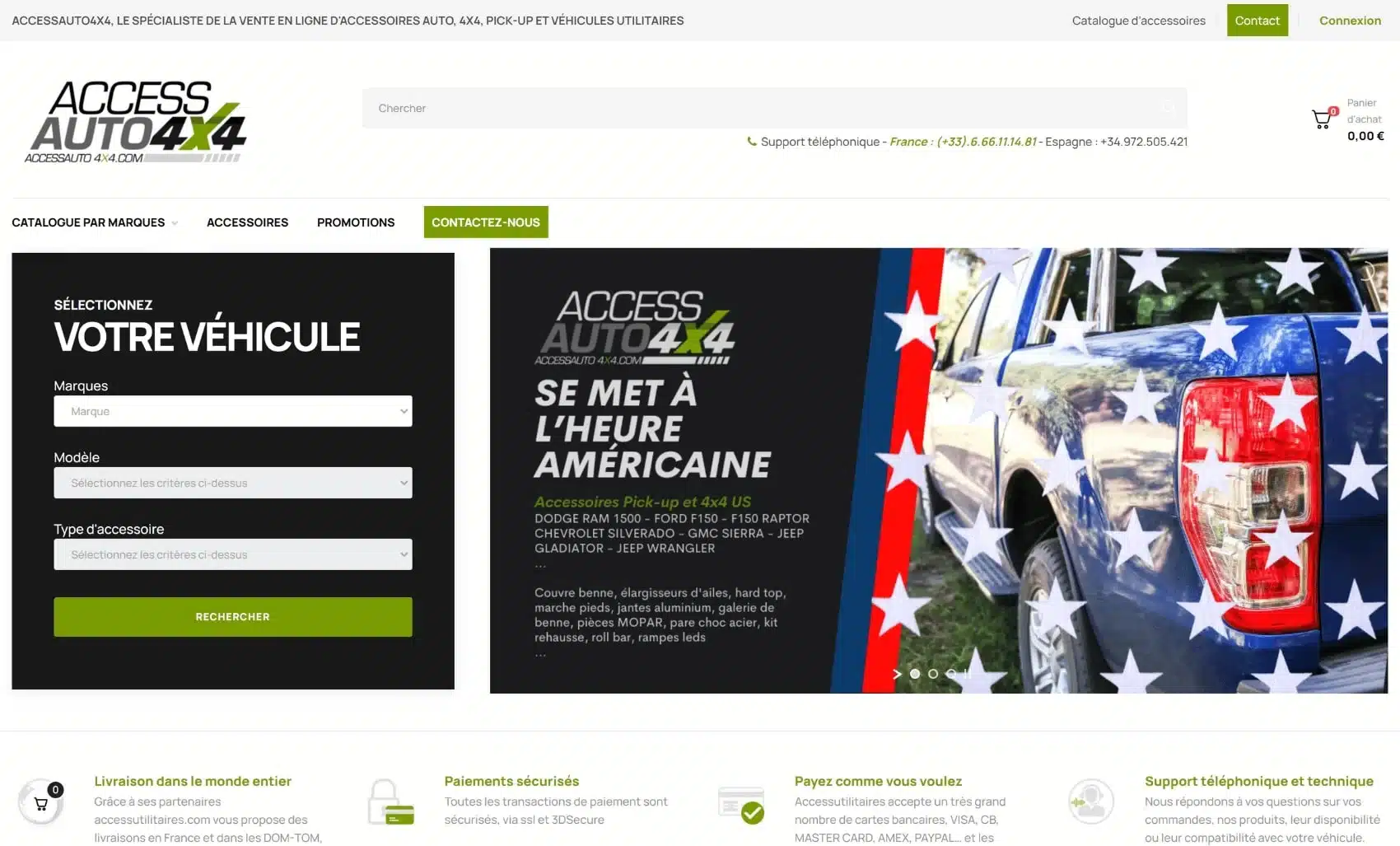 Capture d'écran du site accessauto4x4.fr