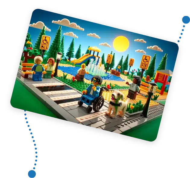 Image d'illustration - Carte représentant l'accessibilité et le RGAA 4.1.2 avec un décor et des personnages fictifs